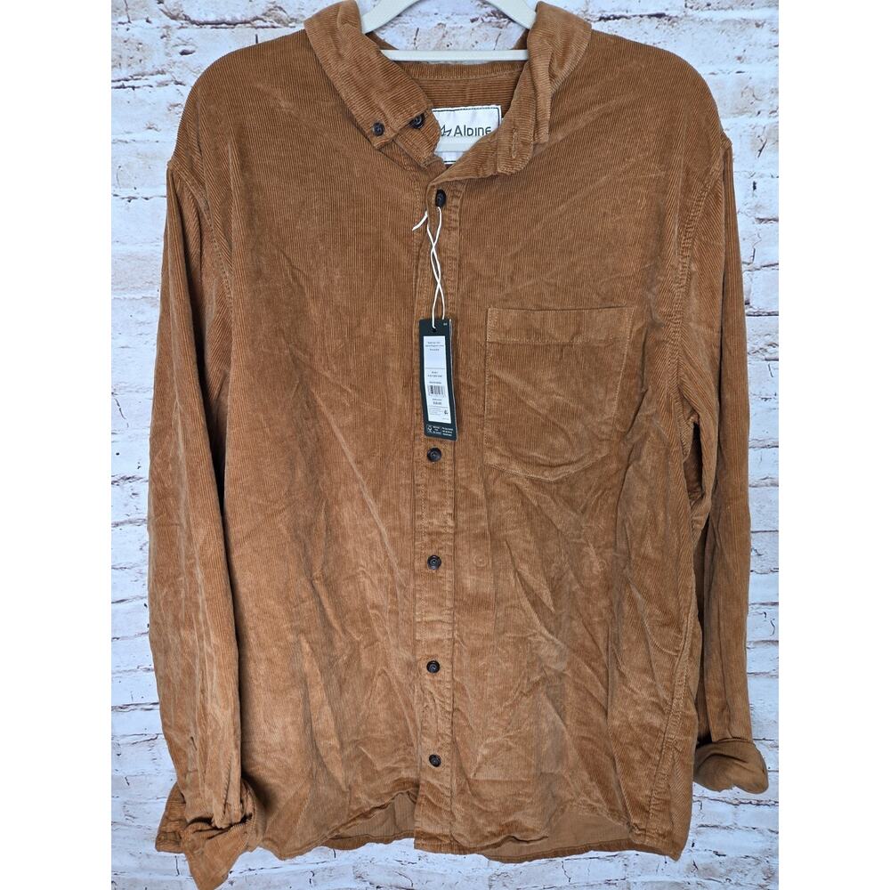 Alpine Design Mens Corduroy Shirt Size Large NWT Brown Khaki